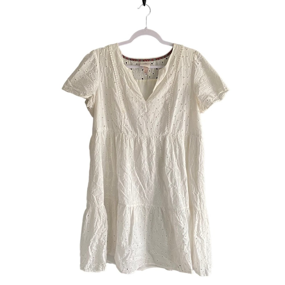 Super cute Knox Rose white eyelet ruffle mini dress, size large